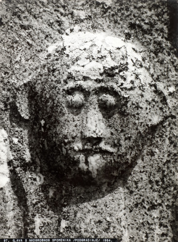 MUO-059975: Glava s nadgrobnog spomenika u Podgradinju: fotografija