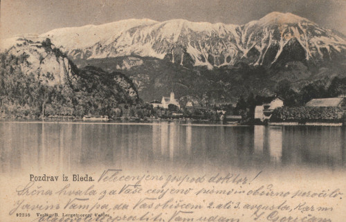 MUO-008745/1163: Slovenija - Bled; pogled s jezera: razglednica