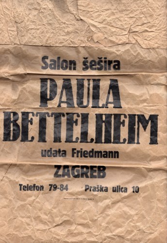 MUO-021330: Salon šešira PAULA BETTELHEIM udata Friedmann: omotni papir