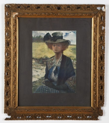 MUO-025713: Portret žene sa šeširom u polju: reprodukcija