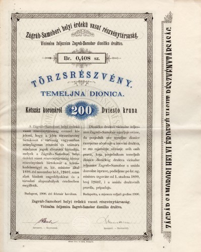 MUO-023225/01: Vicinalna željeznica Zagreb - Samobor dioničko društvo: dionica
