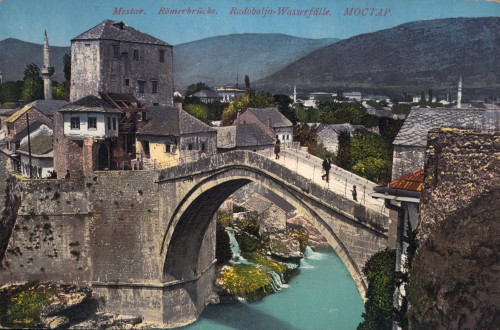 MUO-008745/601: BiH - Mostar; Panorama s mostom: razglednica