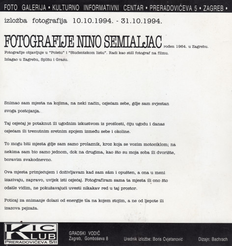 Izložba KIC 10.10.1994.-31.10.1994.: fotografija